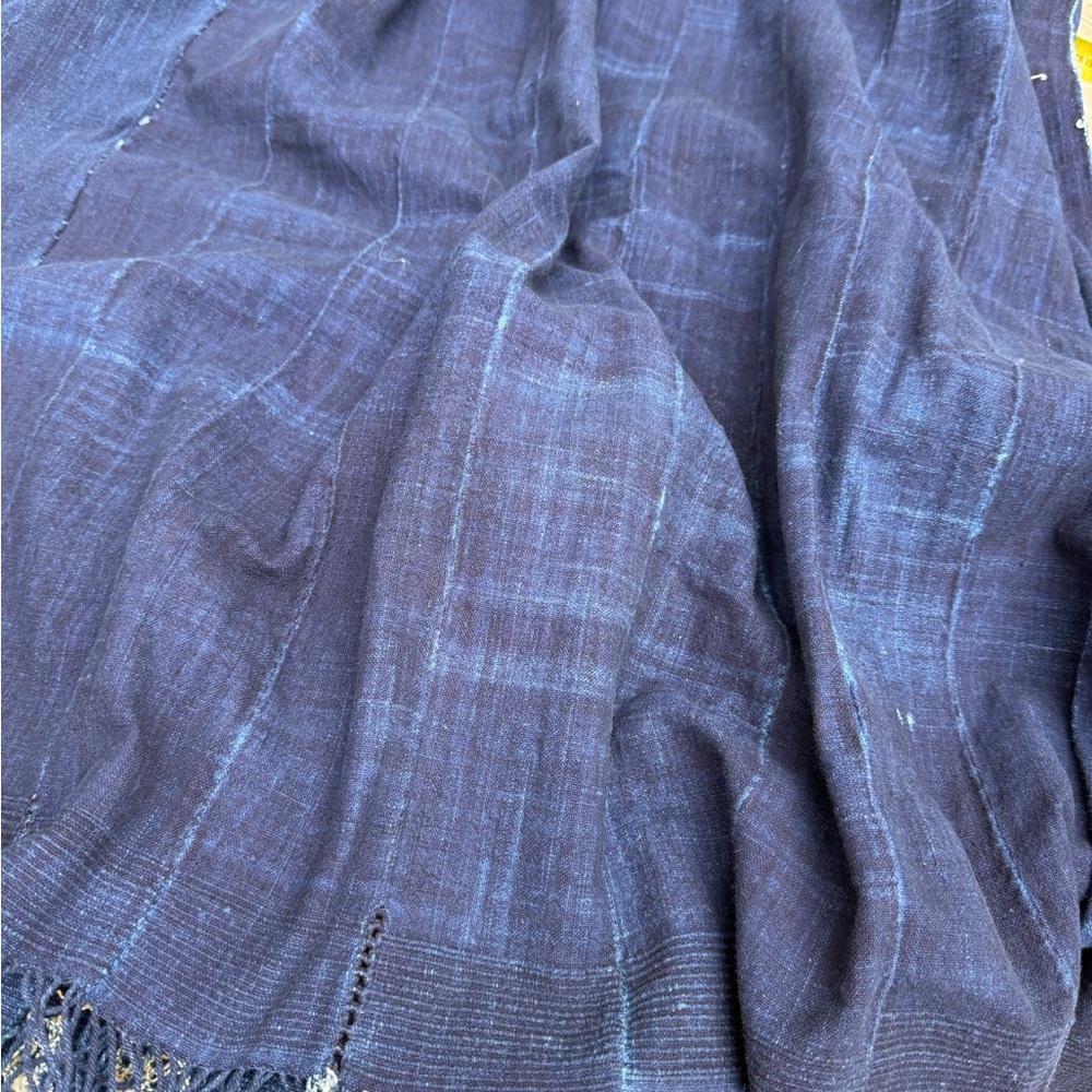 Vintage African Indigo Denim Mossi Mudcloth Throw 82”L x 51”W Textile | No. 160